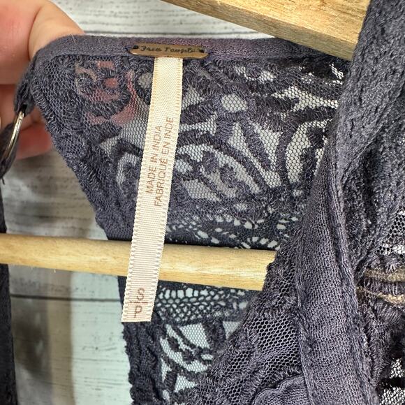 Free People Womens size Small One Night Victorian Dress Mini Tunic Smoke Purple - Picture 8 of 10